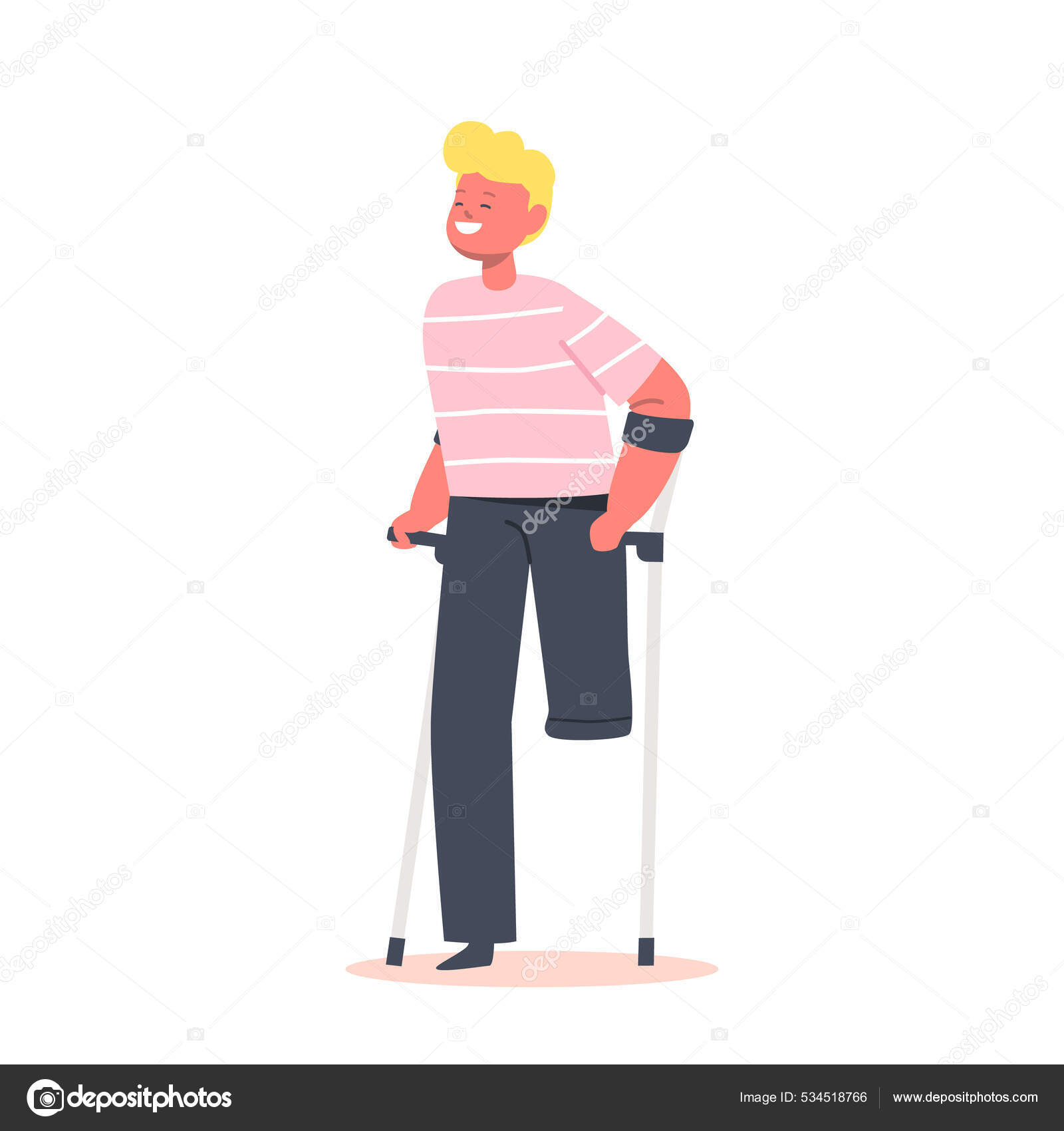 One Legged Man On Crutches Clipart