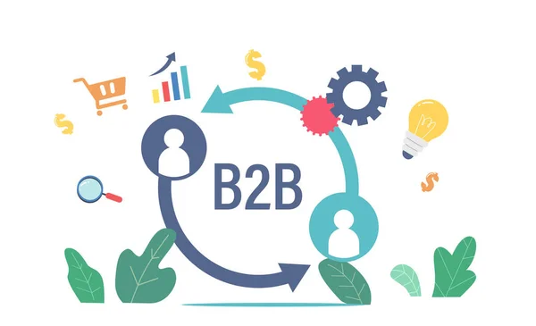 Στρατηγική Business to Business Marketing, B2B Solution Concept. Online Partnership, Συμφωνία, Συνεργασία — Διανυσματικό Αρχείο