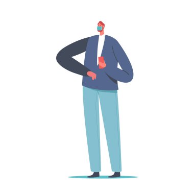 Yeni Normallere Uyumlu İşadamı Karakteri, Koronavirüs Salgını sırasında Maskeli Adam Dirseğini Çarpıştırıyor. Sağlık Hizmetleri