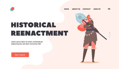 Tarihi Canlandırma İniş Sayfası Şablonu. Viking Kadın, İskandinav Efsaneleri 'nin kişiliği. İskandinav Kadın Savaşçı