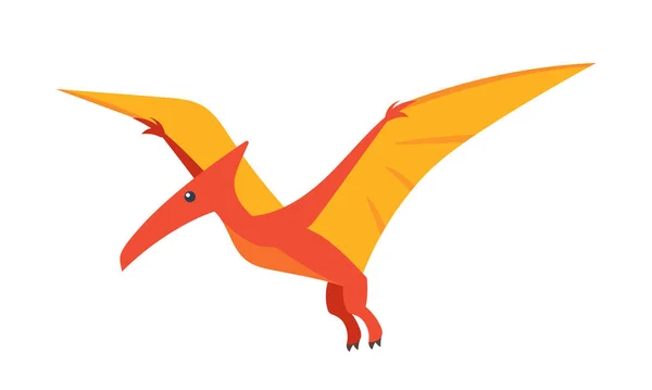 Pterodactyl Dinosaur geïsoleerd op witte achtergrond. Prehistorische Wilde Vliegende Dier, Oude Reuzenvogel, Jurassic Creature — Stockvector