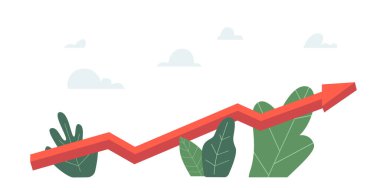 Yükselen Kırmızı Ok Grafiği, Borsa Büyümesi, Para Kârı, Yatırım Artırma Finansal Çizelgesi. Finans Başarısı