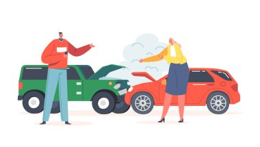 Trafik kazası, birkaç Sürücü Erkek ve Kadın Karakter Durağı Çarpışan Otomobiller 'de