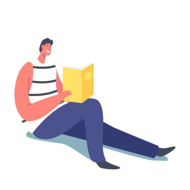 Eğitim, Bilgi Toplama Konsepti. Genç Öğrenci Kitap Öğreniyor ya da Sınavlara Hazırlanıyor