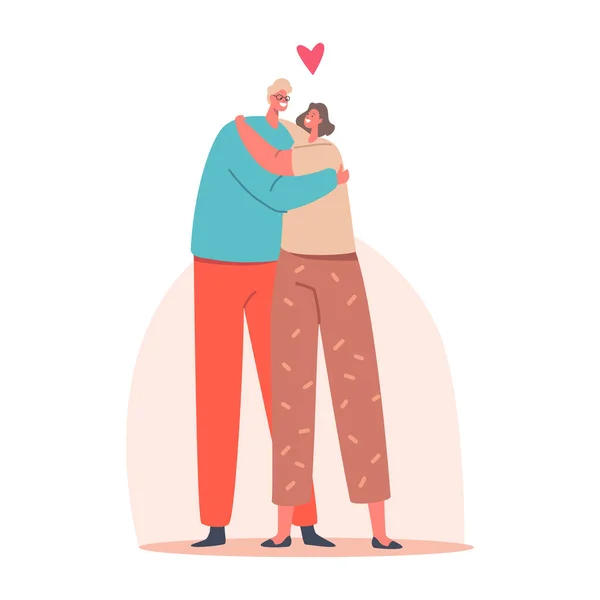 Loving Couple Man and Woman Holding Hands Hugging, Embracing. Happy Lover Relationship, Dating, Happy Lifestyle — Stockový vektor