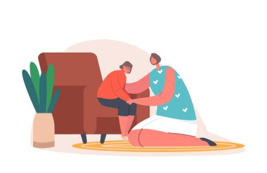 Anne ve Kızı Oturma Odasında Oturuyor Konuş ve Paylaş Sorunları. Anne ve Kız Konuşuyor, Aile Destek Çocuğu