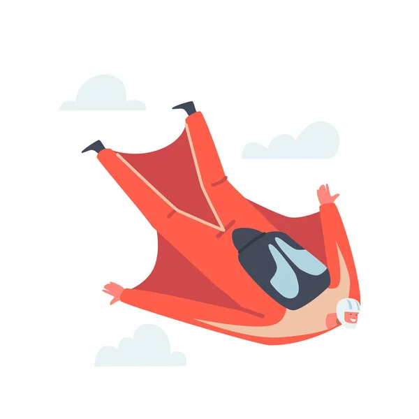 Wingsuit Flying Extreme Sport Activity, Xtreme Adventure, Sky Diving, Base Jumping and Parachuting Recreation — Stock Vector