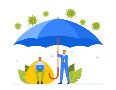 Finansal Kriz Yardım Politikası, Minik İş Adamları Şemsiye Altında Büyük Cavid Hücrelerinden Saklanan, Dizüstü Bilgisayar Üzerinde Çalışan