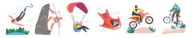 Extreme Actitivity ve Sport Bungee Jumping, Wingsuit Flying, Off Road Biking on Bisiklet ve Motosiklet, Climbing