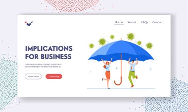 Business Landing Page Şablonu için sonuçlar. Şirket Karakterleri Büyük Şemsiye Altında Seviniyor Covid Hücrelerinden Koruyun