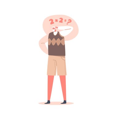 Yaşlı Büyükbaba Basit Matematiksel Örneği Hatırlamaya Çalışıyor. Alzheimer Hastalığı olan yaşlı adam, Yaşlılık Hastalığı