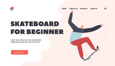 Başlangıç İniş Sayfası Şablonu için kaykay. Kaykaycı Karakteri Spor, Kaykay Açık Hava Aktivitesi, Genç Adam