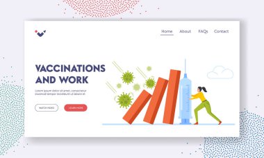 Aşılama ve Çalışma İniş Sayfa Şablonu. Kadın Patojenden Çöküşü Durdurmaya Çalışıyor