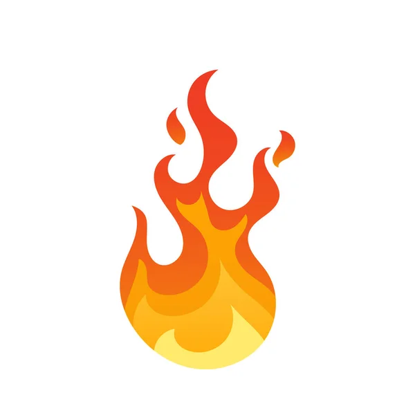 Brand, Campfire Icon, Torch Flame, Cartoon Single Burning Bonfire Blaze Symbool. Gloeiende Glanzende Vlam met Lange Tongen — Stockvector