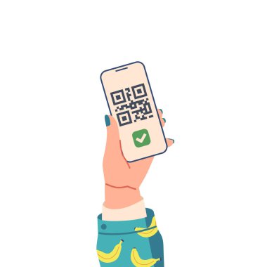 Qr Kod Tarama Simgesi olan El Tutma Cep Telefonu ekranda. Ödeme, Web, Mobil Uygulama için Akıllı Telefon Tarayıcısı