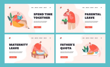 Bekar Baba Çocuk Bakımı İniş Şablonu setinde. Baba Oğlu Şişe ile Besle, Bebek Arabası ile Yürü