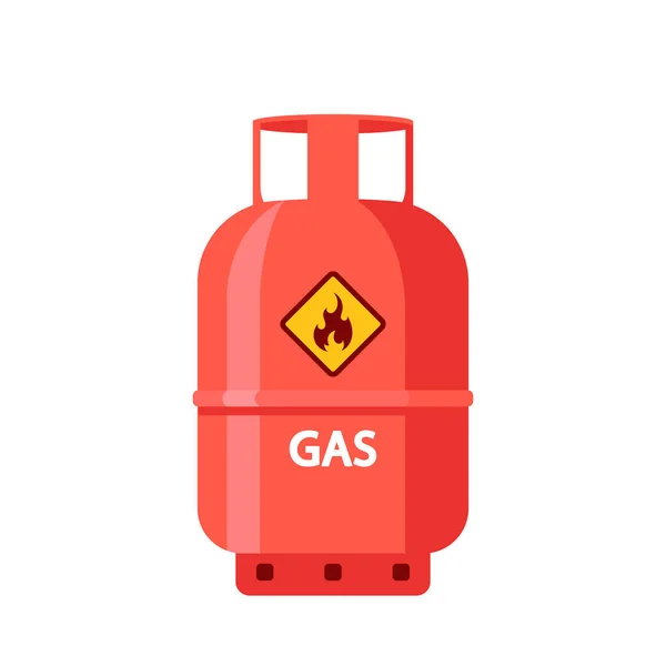 Gázpalack, oxigénballon izolált ikon. A biztonságos bután és propán, kőolajbiztonsági tüzelőanyag-tartály felszerelése — Stock Vector