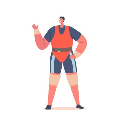 Sporcu Halterci, beyaz arka planda izole edilmiş üniforma giyer. Ağırlık kaldırma, ağırlık kaldırma veya vücut geliştirme