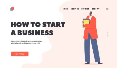 Business Landing Page Şablonu nasıl açılır. Afrikalı İş Adamı Kırmızı Kahverengi Ceket ve Mavi Pantolon