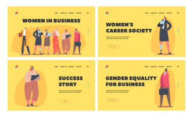 Business Landing Page Şablonu 'ndaki Kadınlar. Kadın Karakterler, Engelli veya Sağlıklı Kafkasyalı, Afrikalı, Asyalı Kızlar