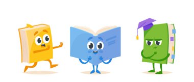 Çizgi roman karakterleri koşuyor, sürpriz duygular yaşıyor, beyaz arka planda tecrit edilmiş düşünüyor, öğrenci eğitimi alıyor.