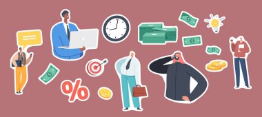 Çıkartmalar, Çeşitli İş Adamları, Kendine Güvenen Erkek Karakteri, Beyaz, Afrikalı, Hintli veya Arap Resmi Giysileri