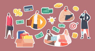 Çeşitli İş Kadınları Çıkartması. Beyaz, Afrikalı, Asyalı, Özürlü ya da Sağlıklı Kadınlar