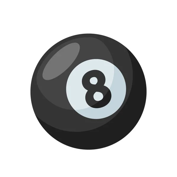 Ballon de billard noir avec numéro huit isolé sur fond blanc. Icône de club de billard, emblème de la compétition de piscine — Image vectorielle