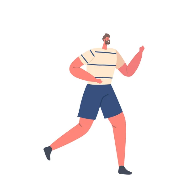 Αθλητική δραστηριότητα, τρέξιμο και υγιή τρόπο ζωής Άσκηση. Happy Sportsman Character Run Απομονωμένο σε λευκό φόντο — Διανυσματικό Αρχείο