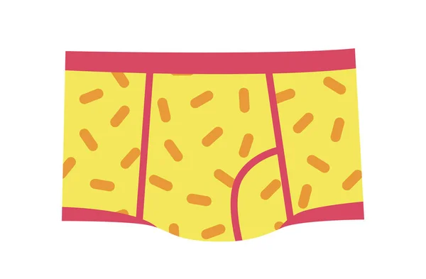 ( 영어 ) Mens Brief or Thong Underpants, Trunks Underwear Clothing, Yellow Panties with Print Isolated on White Background — 스톡 벡터