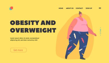 Obezite ve Kilolu İniş Sayfa Şablonu. Şişko Kız Kilo Verme, Dönüşüm. Şişman Şişman Kadın Sporları