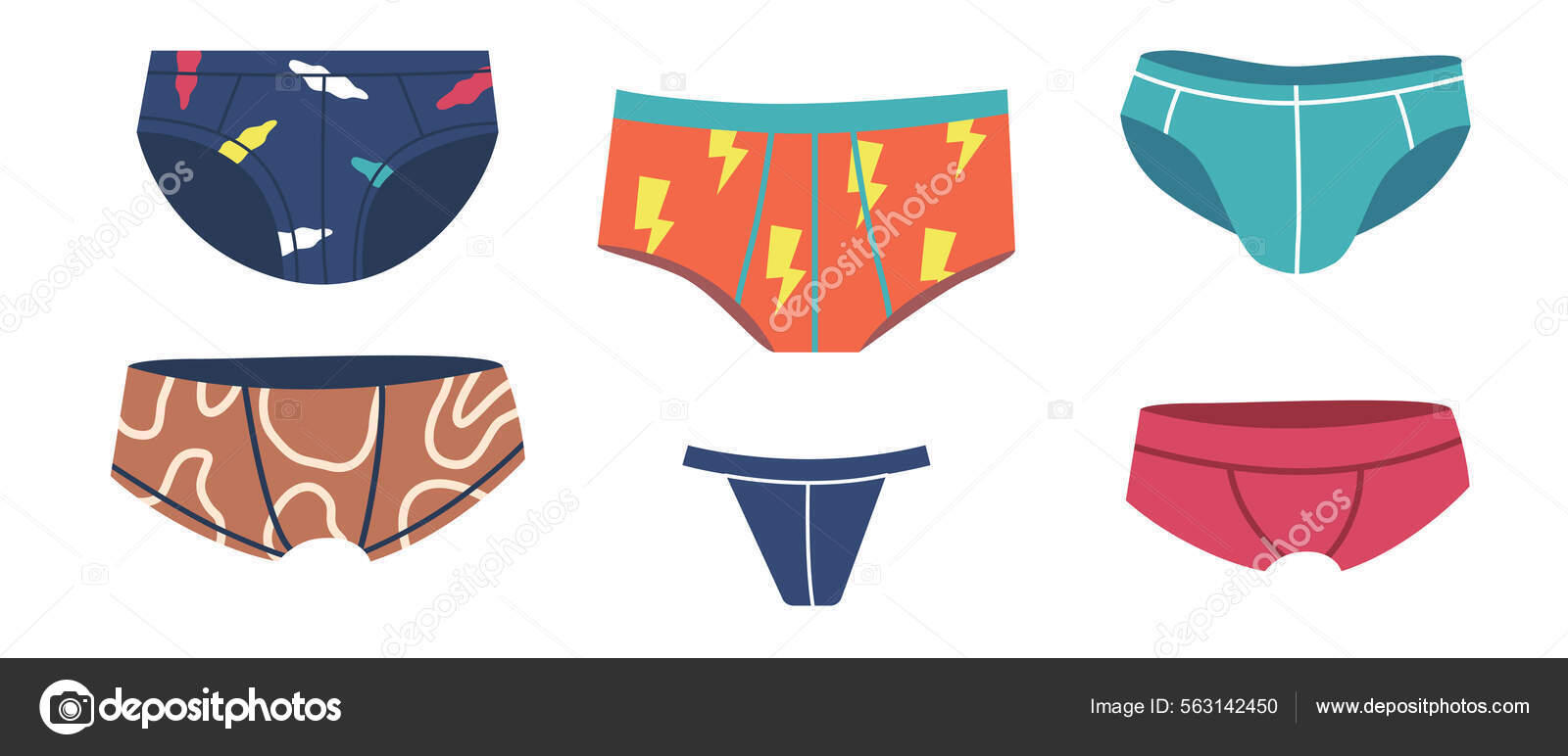 Vector set of mens different type underwear pants. Stock Vector by