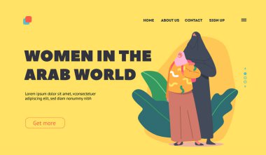 Arap Dünyası İniş Şablonu Kadınları. Geleneksel Arap Ailesi, Anne ve Kızı Müslüman Kadın Karakterler