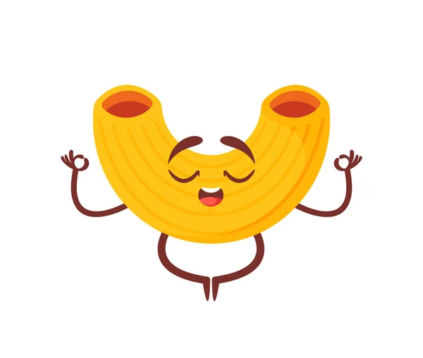 可爱的帕斯塔角色在白色背景下沉思。Yogi面条意大利小麦食品。Macaroni Mascot Emoji — 图库矢量图片