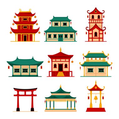 Geleneksel Asya Binaları Japonya, Çin veya Kore 'nin Simgeleri, Seyahat Hedefleri ve Ulusal Mimariyi İzole Etti