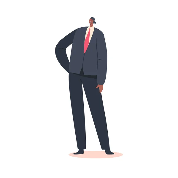 Αφρικανικός Γαμπρός Φορέστε μαύρο κοστούμι με κόκκινη γραβάτα Posing Απομονωμένο σε λευκό φόντο. Νεόνυμφη ανδρική νυφική μόδα, κομψότητα — Διανυσματικό Αρχείο