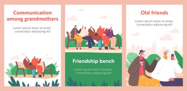 Kıdemli Kadın Karakterler İletişim Sancakları. Parktaki Bench 'te oturan büyükanneler Sohbet eder, Dedikoduları Paylaşır, Eski Dostlar