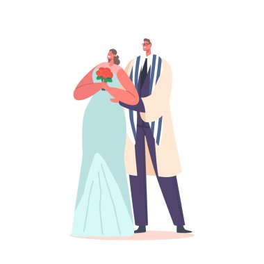 Yeni evli Yahudi Adam ve Kadın Şenlik Elbisesi Giyiyor Düğün Törenini, Kostümlü Damat ve Gelin Düğününü Kutluyor