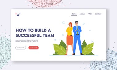 Başarılı Ekip İniş Şablonu Nasıl Yapılır. Yöneticiler Takım Çalışması Grubu, Güvenilir İş Karakterleri