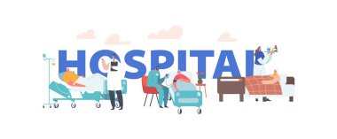 Yaşlılar Hastanesi Konsepti. Klinik Odasında Doktorlar ve Hemşirelerle Yatakta Uzanan Kıdemli Hastalıklı Kişiler