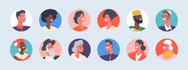 Çeşitli İnsanlar Farklı Din ve Etnik Etkinlikten Kaçınır. İzole edilmiş Erkek ve Kadın Karakterleri Simgeleri