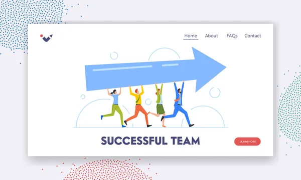 Erfolgreiches Team Landing Page Template. Kollegen teilen dasselbe Geschäftsziel und dieselbe Richtung, Unterstützung und Partnerschaft — Stockvektor