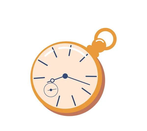 골드 포켓 시계, 백지에 고립된 빈티지 시계. 빅토리 아식 고전 시대의 시계 — 스톡 벡터