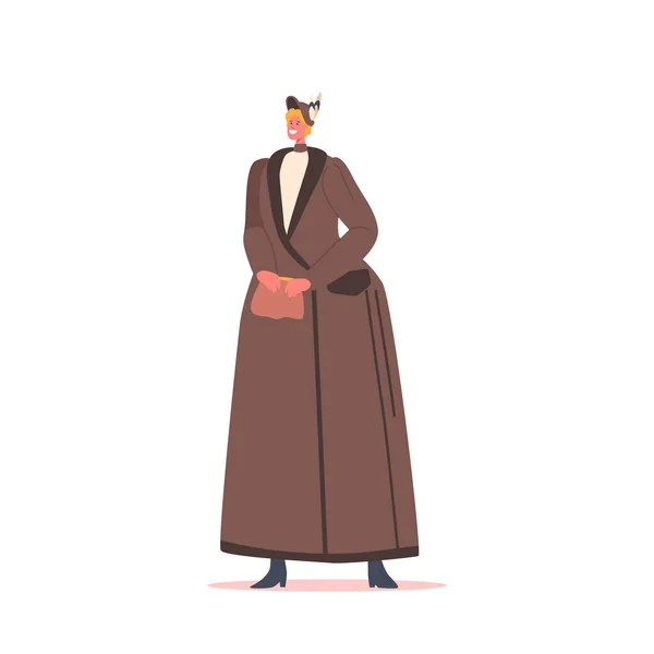 Pretty Vintage Woman Lady Xix Века Wear Elegant Globe Isolated — стоковый вектор