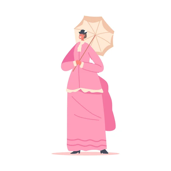 Леди Xix Века Викторианская Английская Французская Женщина Платьях Зонтиках Утепленных — стоковый вектор