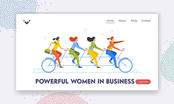 Výkonné Ženy Šabloně Business Landing Page Synchronizace Koncept Kolektivní Práce — Stockový vektor