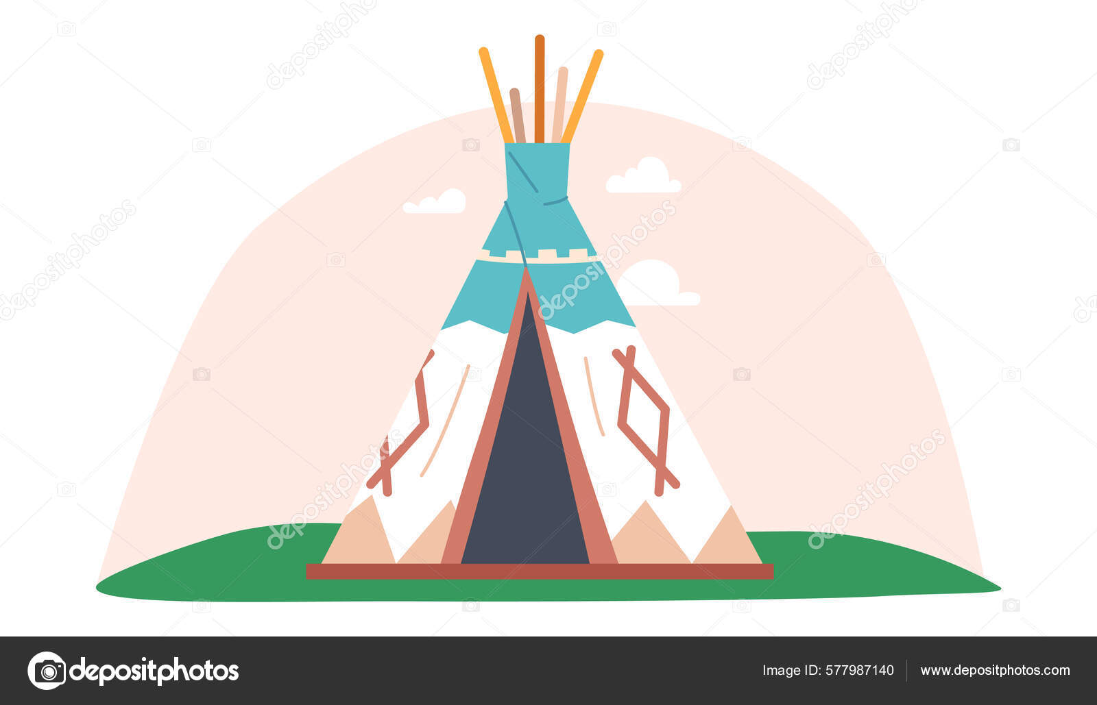 Tent Wigwam Tribal Native Indian Americans Dwelling Made Animal