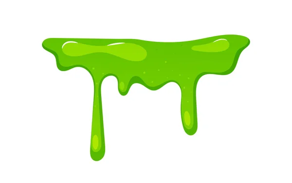Dripping Green Slime Border Isolated Element White Background Falling Syrup — Vector de stock