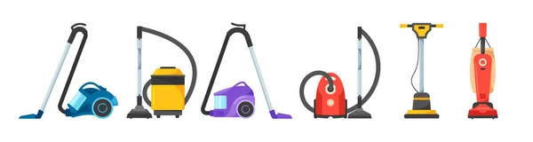 Set Vacuum Cleaners Professional Washing Equipment Cyclone Cleaning Apparatus Home — Stock Vector