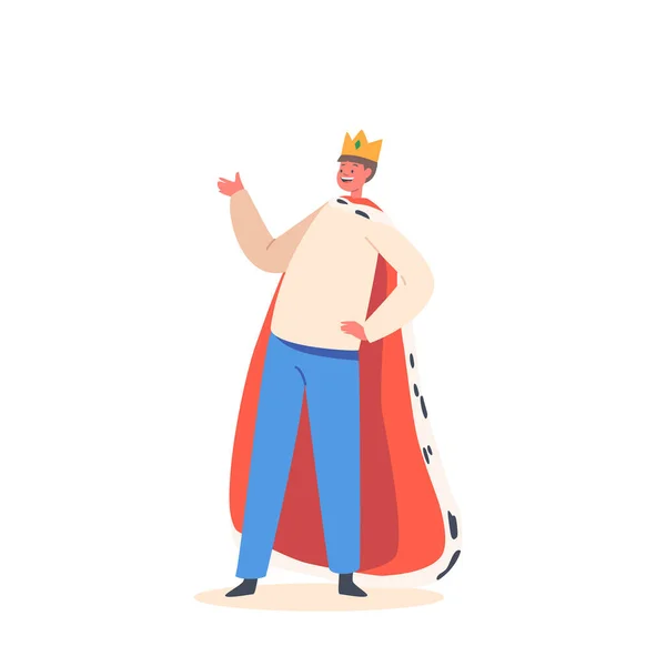 Little Boy Artist Playing Role King Prince Theater Stage Inglés — Vector de stock